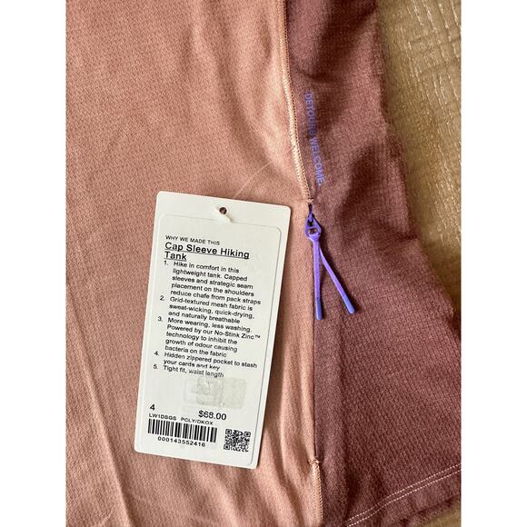 Lululemon Cap Sleeve Hiking Tank Top Pink Clay / Dark Oxide Sz 4 Brand New - Picture 4 of 12